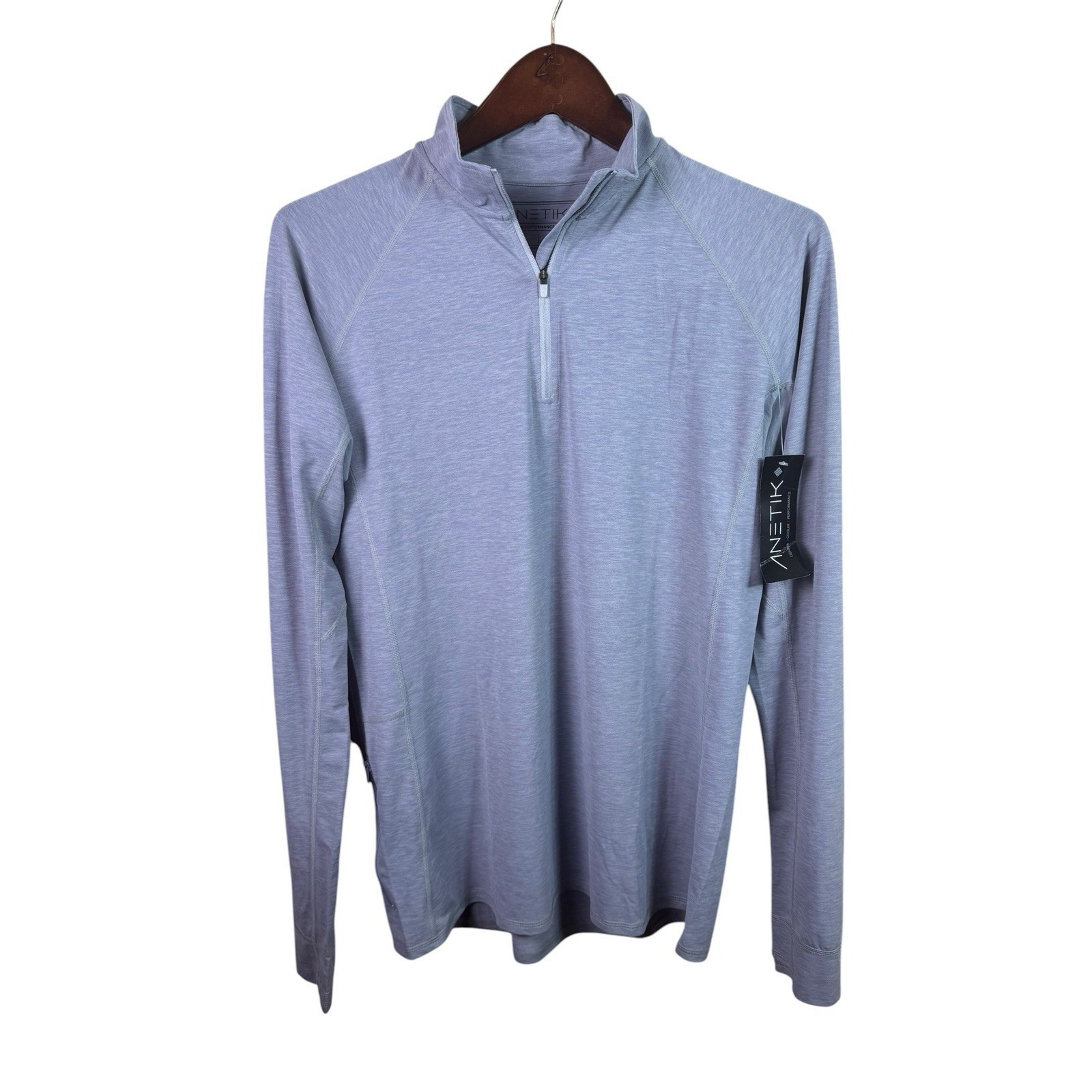 Anetik Pullover Women's Large Blue Grey 1/4 Zip Lightweight Performance Upf 30+